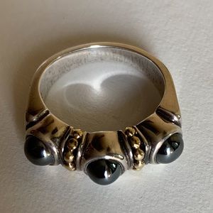 LAGOS SS/18K gold hematite ring